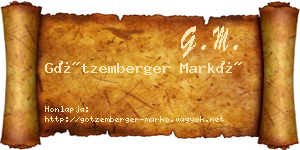 Götzemberger Markó névjegykártya